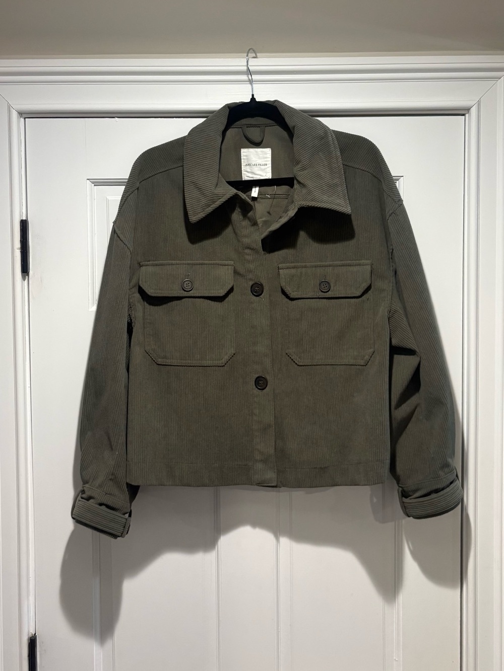 Avec Les Filles Large Olive Utility Corduroy Jacket